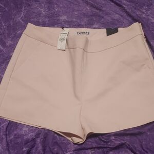 Express Light Pink High-Waist Tailored Shorts